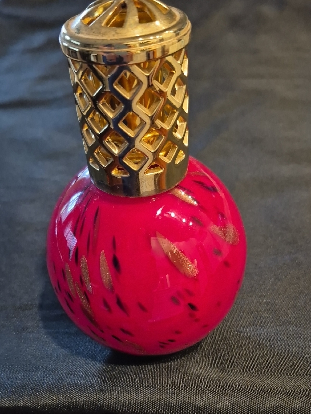 Lampe Berger Art Glass Fragrance Lamp In Red And Gold